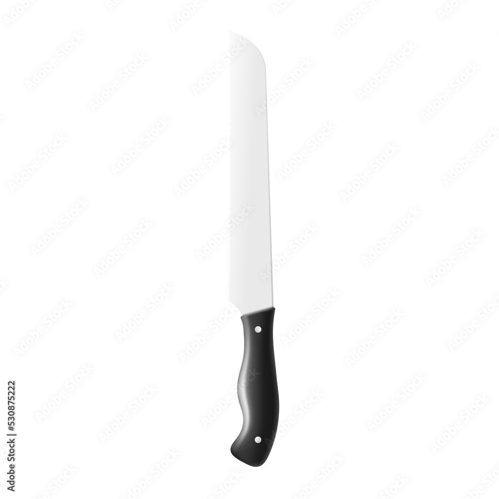 Chef cook knife with long blade template realistic vector illust Chef cook knife with long blade template realistic vector illust