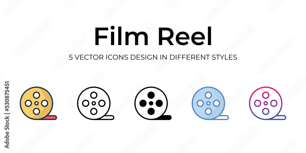 film reel icons set vector illustration. vector stock, film reel icons set vector illustration. vector stock,