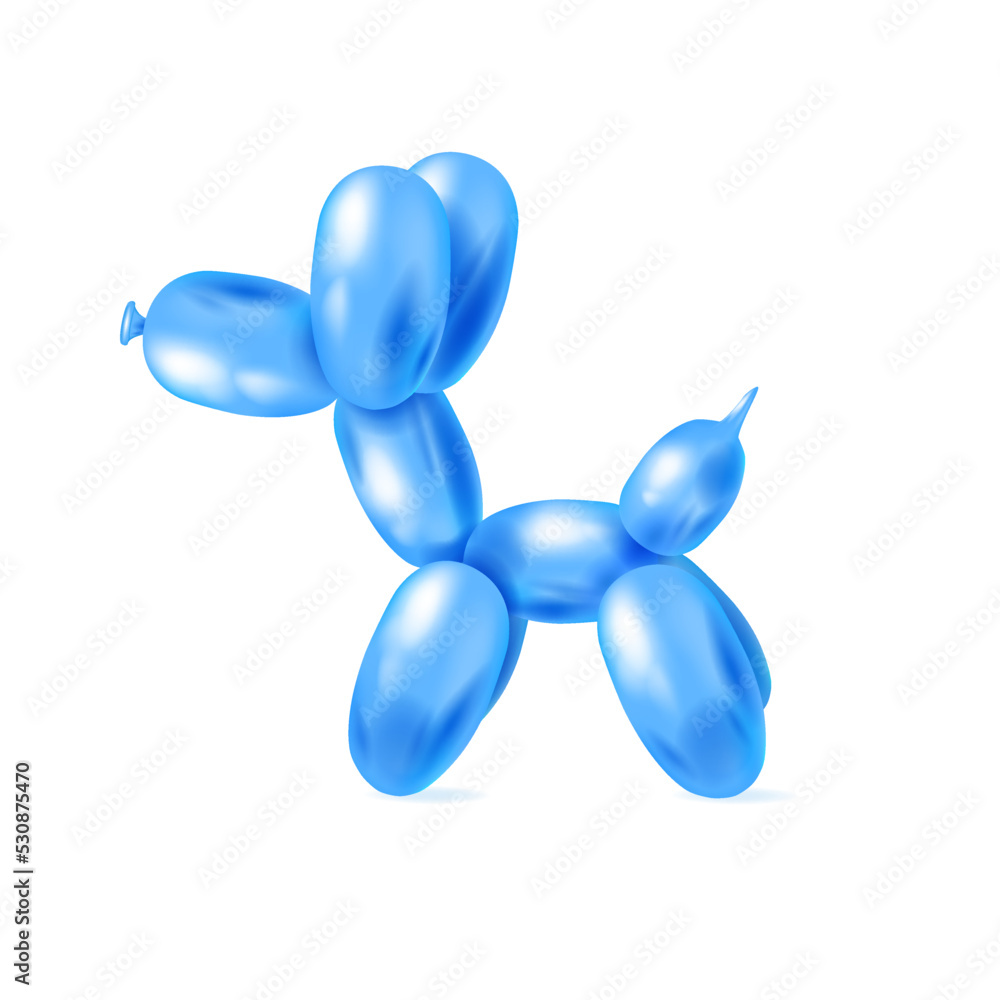 Animal balloon colorful blue dog poodle illustration isolated on white background Animal balloon colorful blue dog poodle illustration isolated on white background