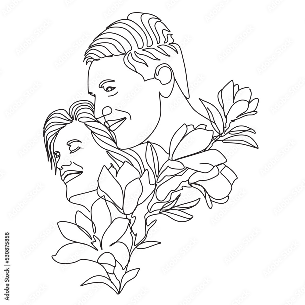 One Line Art Couple, Line Art Men and woman, Minimal Face Vector. Couple print, Kiss print, Valentines Day Illustration. Love poster. We are one line. One Line Art Couple, Line Art Men and woman, Minimal Face Vector. Couple print, Kiss print, Valentines Day Illustration. Love poster. We are one line.