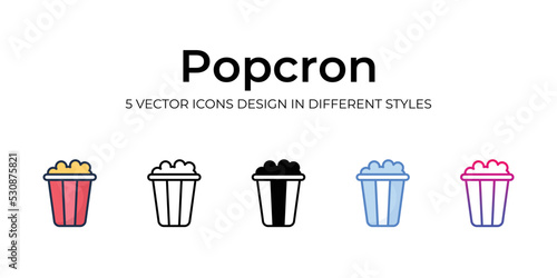 popcorn icons set vector illustration. vector stock,