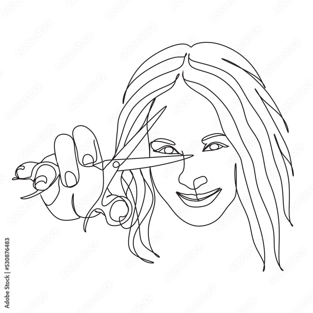 Continuous line drawing of professional hairdresser. A hairdresser
