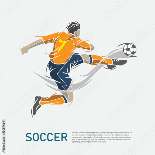 soccer player is jumping ready to kick the ball isolated vector illustration.