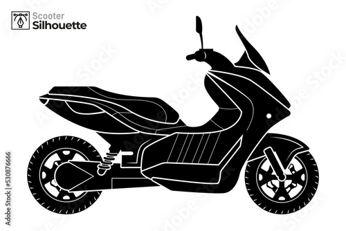Isolated Scooter silhouette illustration.