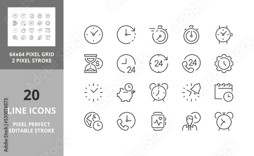 time clocks 64px and 256px editable vector set