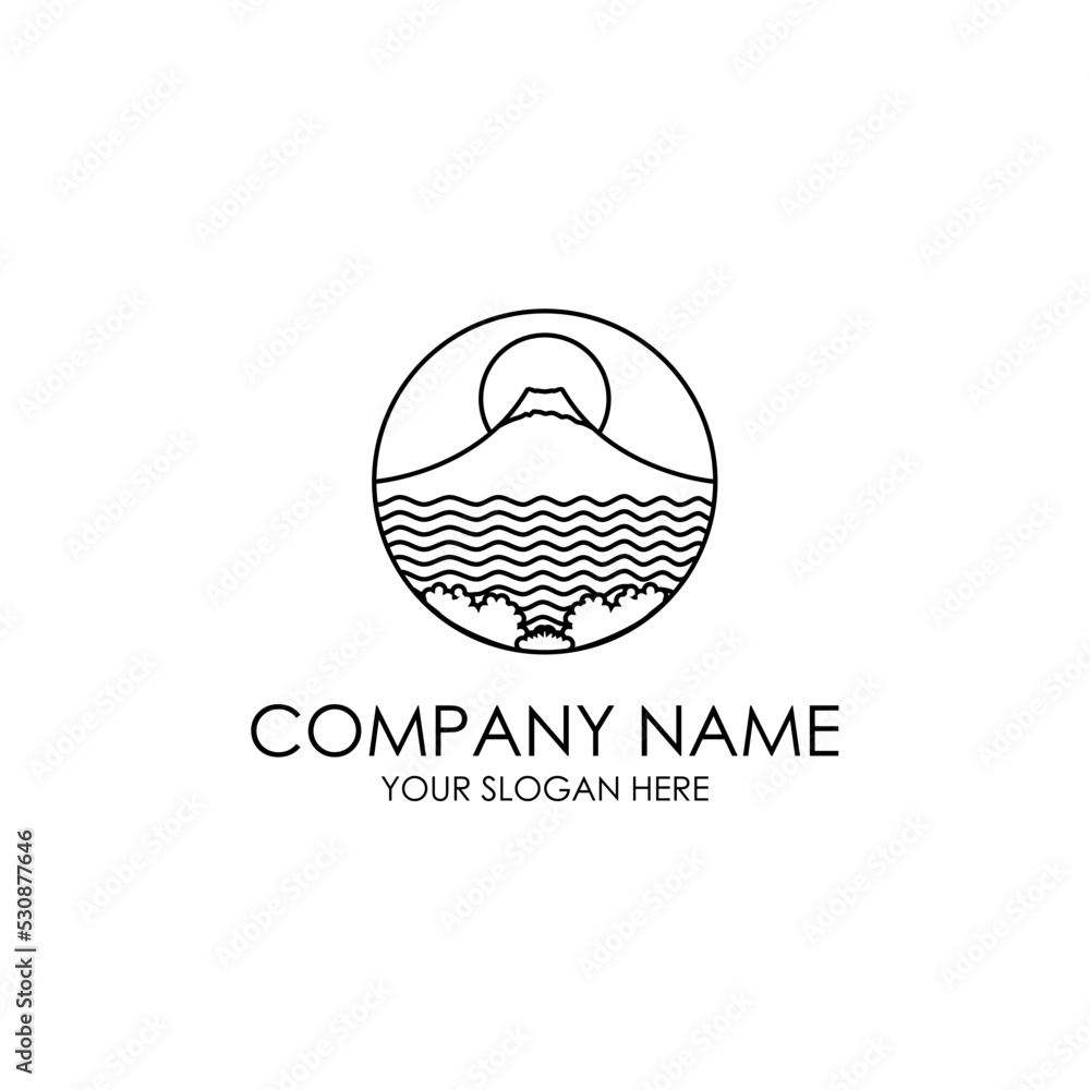 japanese fuji mountain view line art logo japanese fuji mountain view line art logo