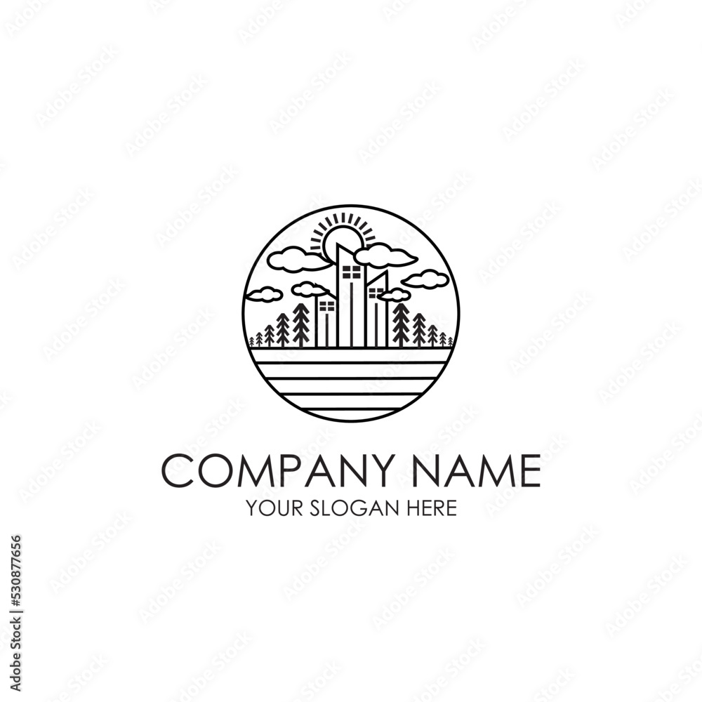 architecture buildings line art logo architecture buildings line art logo