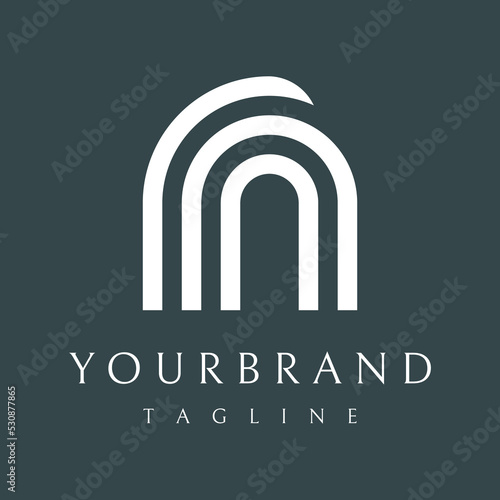 Simple open door abstract logo vector design, interior with geometric shapes or monogram.For building construction, business.property and company.
