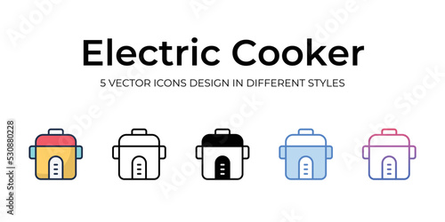 electric cooker icons set vector illustration. vector stock,