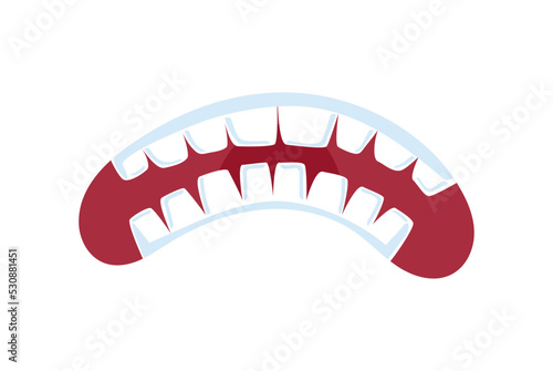 Fury comic mouth with teeth isolated vector illustration. Funny emoji emoticon expression cartoon icon on white.