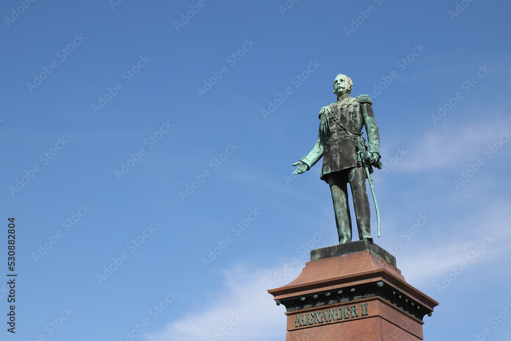 The Grand duke of Finland Alexander II (1818-1881) statue by  Johannes Takanen and Walter Runeberg, raised 1894, located at the Senate square in Helsinkki.
