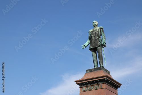 The Grand duke of Finland Alexander II  1818-1881  statue by  Johannes Takanen and Walter Runeberg  raised 1894  located at the Senate square in Helsinkki.