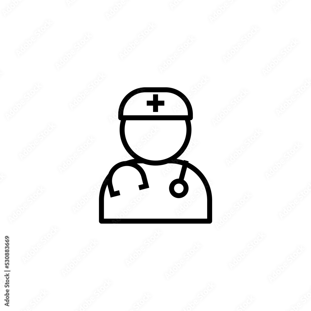 Doctor line icon isolated on white background