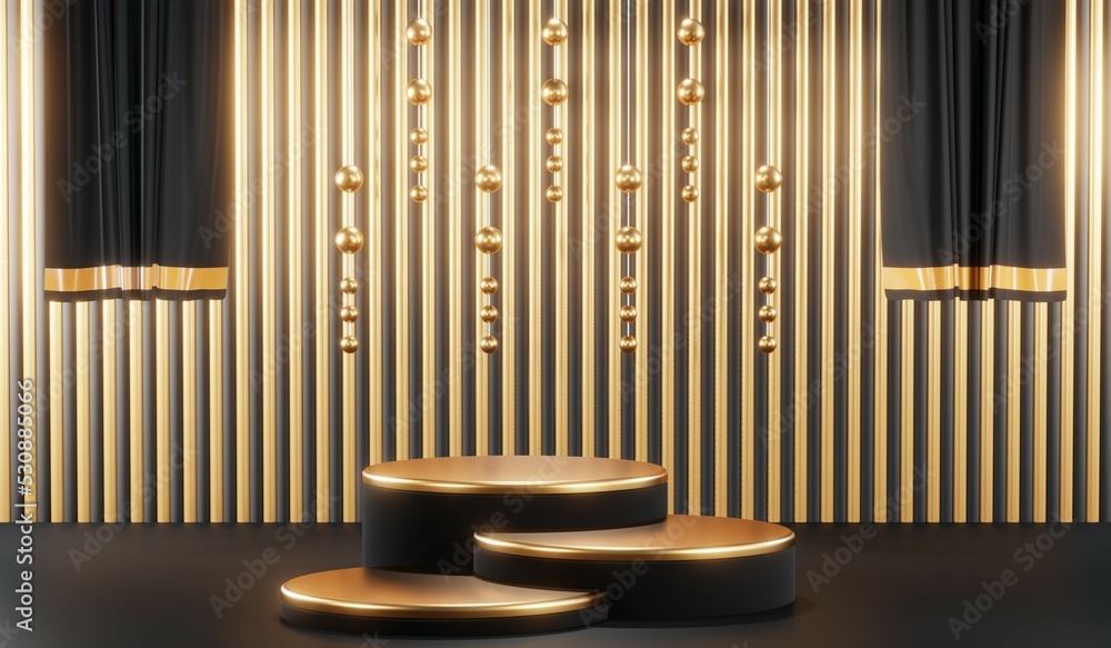 3D rendering of blank product background for cream cosmetics Modern black podium background 3D rendering of blank product background for cream cosmetics Modern black podium background