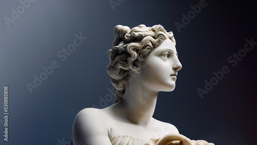 Illustration of a Renaissance marble statue of Aphrodite. She is the Goddess of love, beauty, desire. Aphrodite in Greek mythology, known as Venus in Roman mythology.
