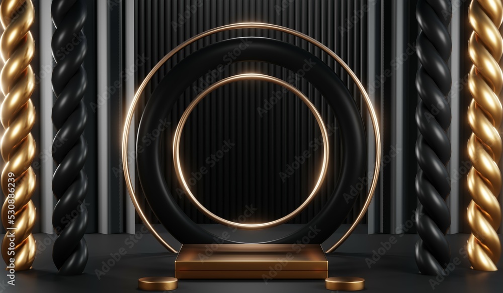 3D rendering of blank product background for cream cosmetics Modern black podium background 3D rendering of blank product background for cream cosmetics Modern black podium background