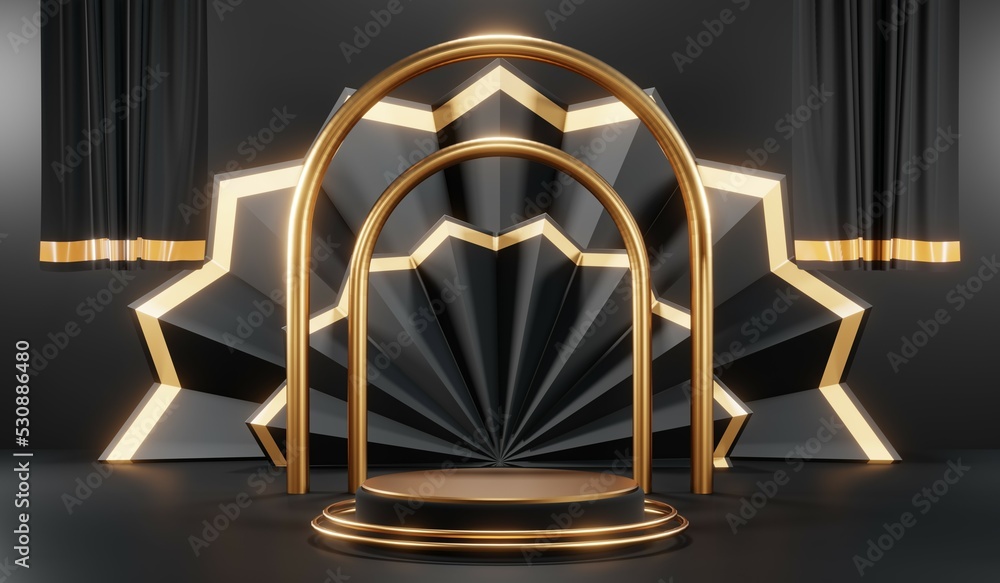 3D rendering of blank product background for cream cosmetics Modern black podium background 3D rendering of blank product background for cream cosmetics Modern black podium background