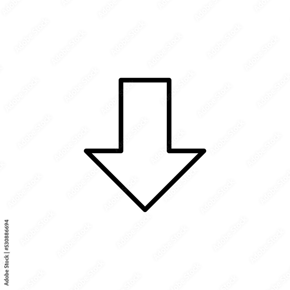 Down arrow line icon isolated on white background Down arrow line icon isolated on white background