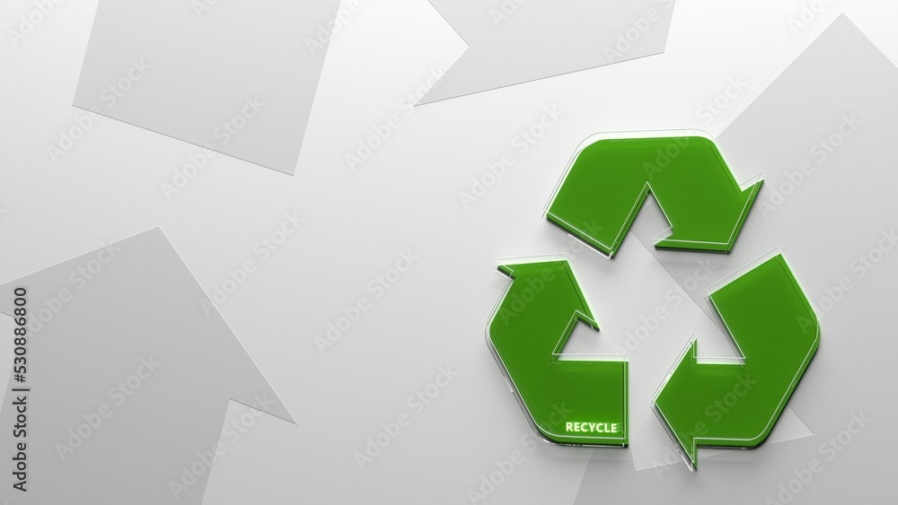 Recycle icon 3d illustration. Green recycling symbol on grey background 3d render.
Recycle icon 3d illustration. Green recycling symbol on grey background 3d render.