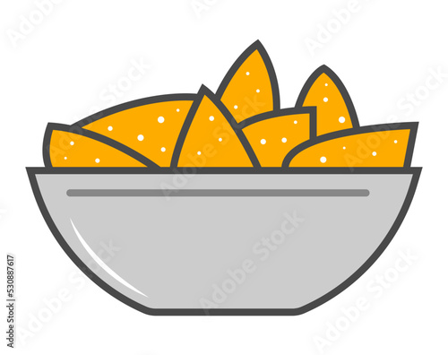 Nacho cheese vector illustration isolated on white background. Cafe or restaurant fast food snack, eating menu pictogram.