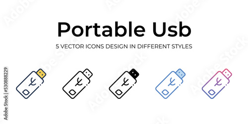 portable usb icons set vector illustration. vector stock,