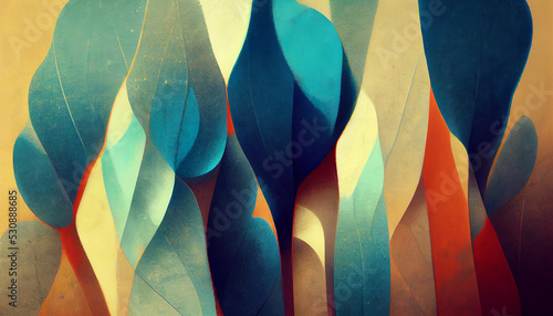 Digital art of autumn abstract with colorful leaves.
