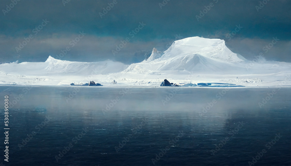 Antarctica snow mountain ocean endless snow sky winter