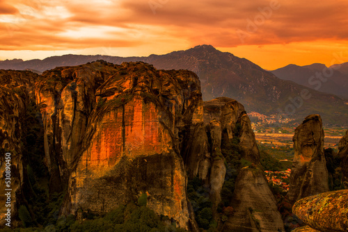 amazing view of popular place of Greece - Meteora mountains, popular place for tourists, exclusive - this image sell onle Adobe stock photo