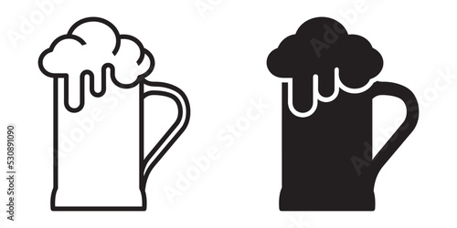 ofvs127 OutlineFilledVectorSign ofvs - beer mug vector icon . glass of beer with foam . stone mug . oktoberfest . isolated transparent . black outline and filled version . AI 10 / EPS 10 . g11465