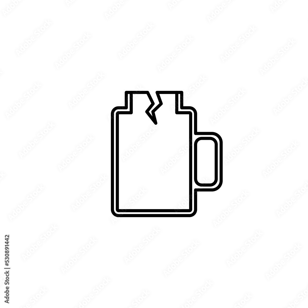 cracked mug glass jar icon on white background. simple, line, silhouette and clean style. black and white. suitable for symbol, sign, icon or logo cracked mug glass jar icon on white background. simple, line, silhouette and clean style. black and white. suitable for symbol, sign, icon or logo