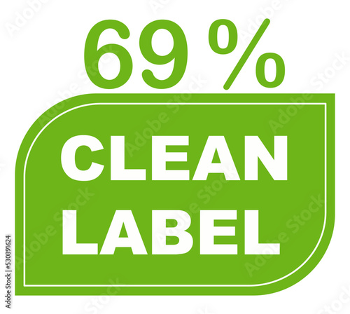 69% pure percentage label