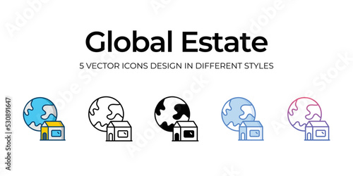global estate icons set vector illustration. vector stock,