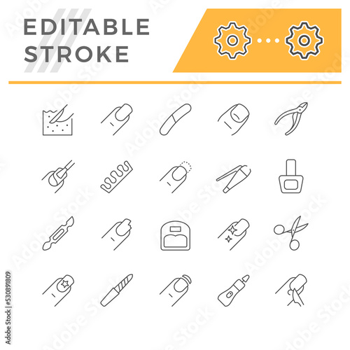 Set line icons of nails