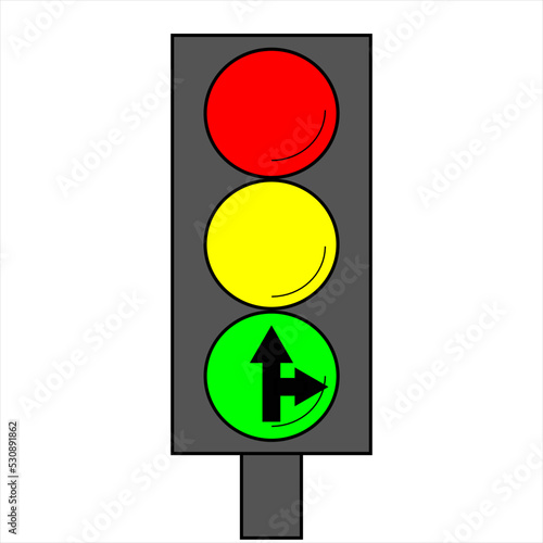 only move straight and to the right,traffic lights with all three colors on,driving school,learning the rules of the road.Training material