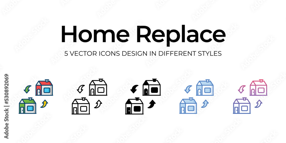 home replace icons set vector illustration. vector stock,
