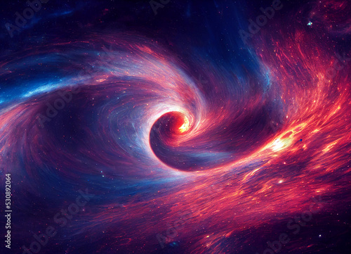 Nebula spiraling around a black hole