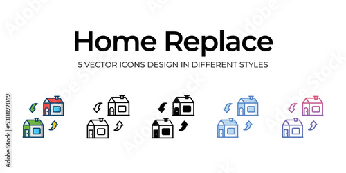 home replace icons set vector illustration. vector stock,