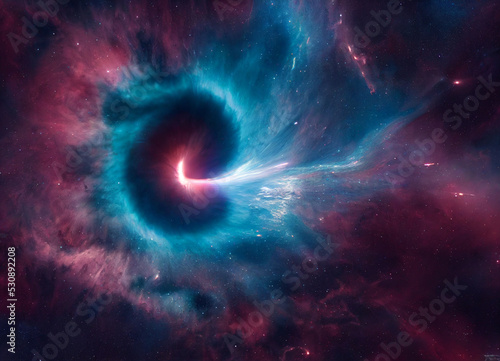 Nebula spiraling around a black hole