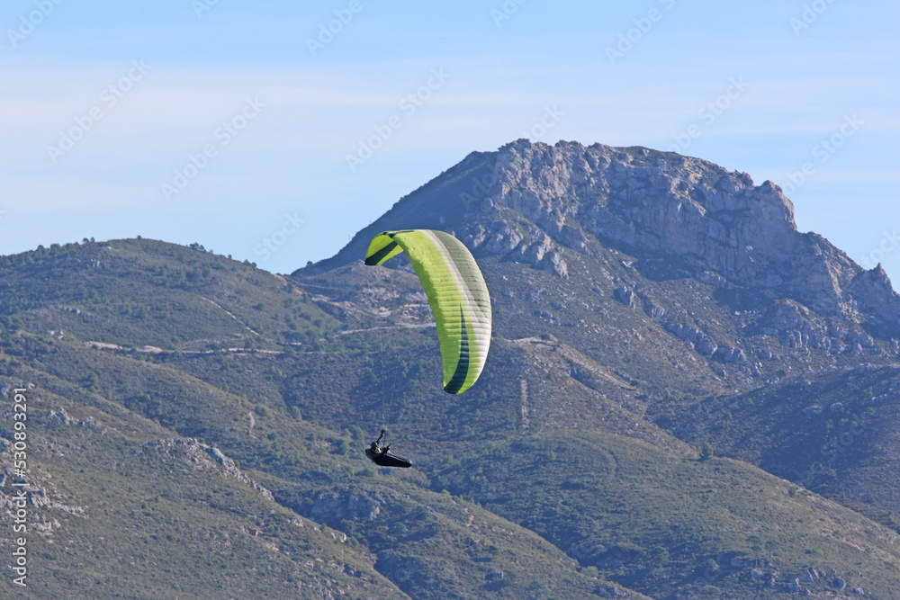 Paragliders in the Mountains of Andalucia in Spain Paragliders in the Mountains of Andalucia in Spain
