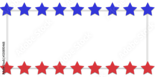 righe di stelle blu e rosse con cornice rettangolare su sfondo trasparente