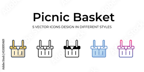 picnic basket icons set vector illustration. vector stock 