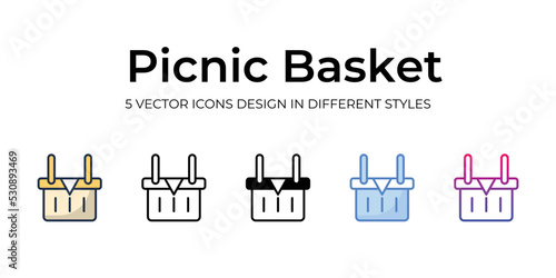 picnic basket icons set vector illustration. vector stock,