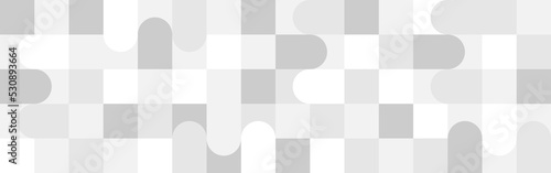 Seamless trendy white background for textiles or covers. Mosaic with gray texture of geometric shapes, template for web intro.