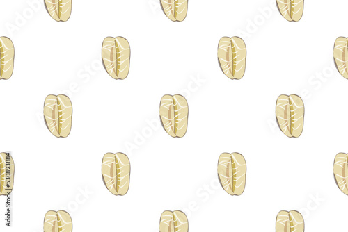 A seamless pattern of oat flakes in ochre. Minimalist vector illustration. For background, decoration, food packaging, textile, designs, logos, posters, prints