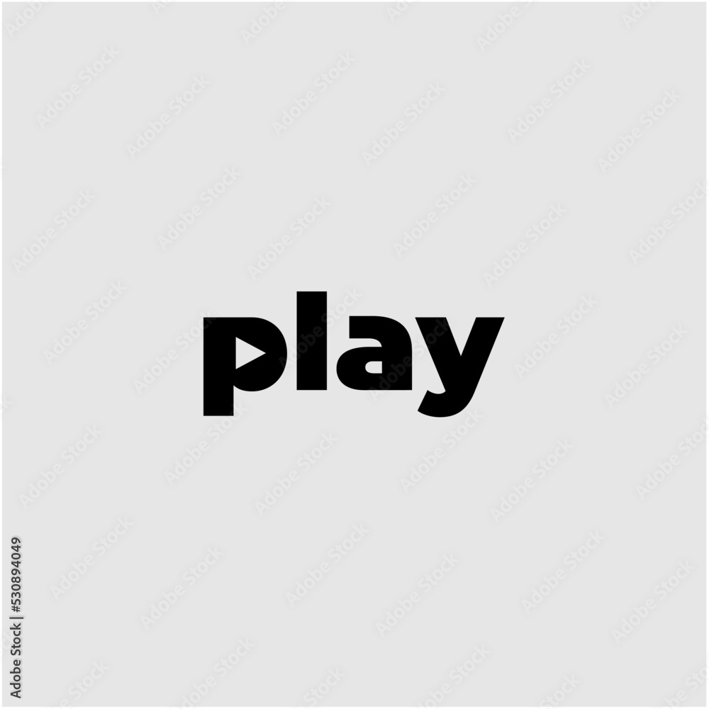 vectorized play logo with writing and black icon