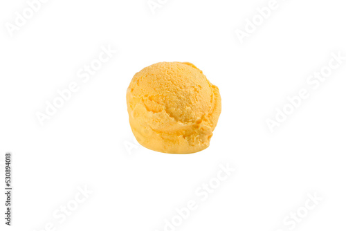 Delicious corn ice cream scoop, isolated on white