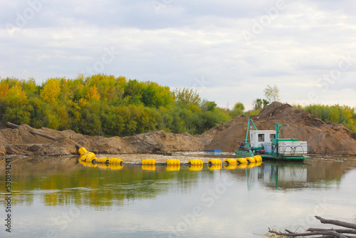 Deepening of the Ishim River in northern Kazakhstan photo