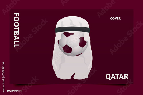 Football ball in shemagh. Football poster. Vector graphics.