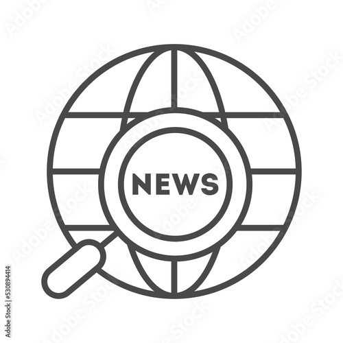 World news icon vector illustration isolated on white background. Global social media, network communication, mass media linear pictogram.