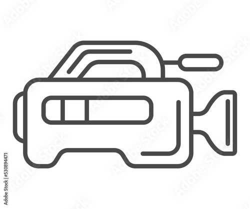 Professional tv camera icon vector illustration isolated on white background. Social media and world news, interview equipment, mass media linear pictogram.